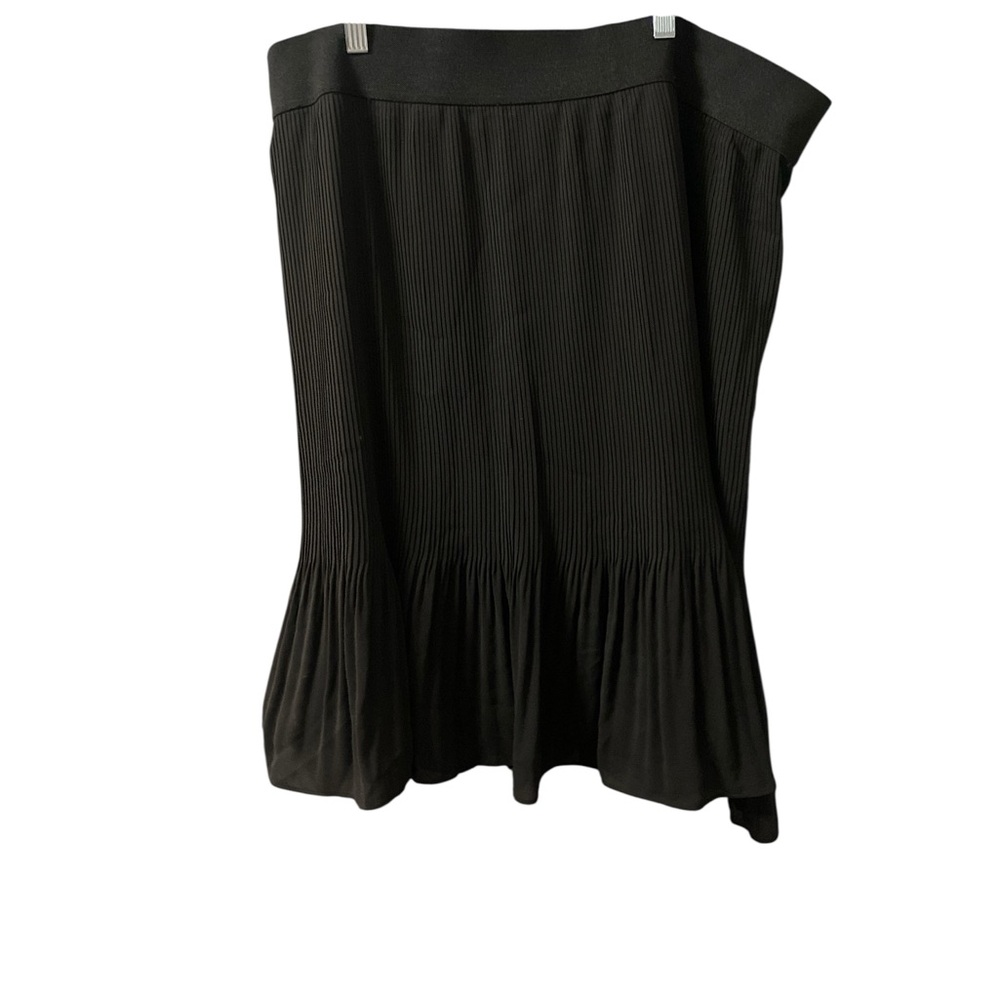 Alfani Woman Black Midi Skirt Lined Pleated Business Formal Stretched Waist 2X